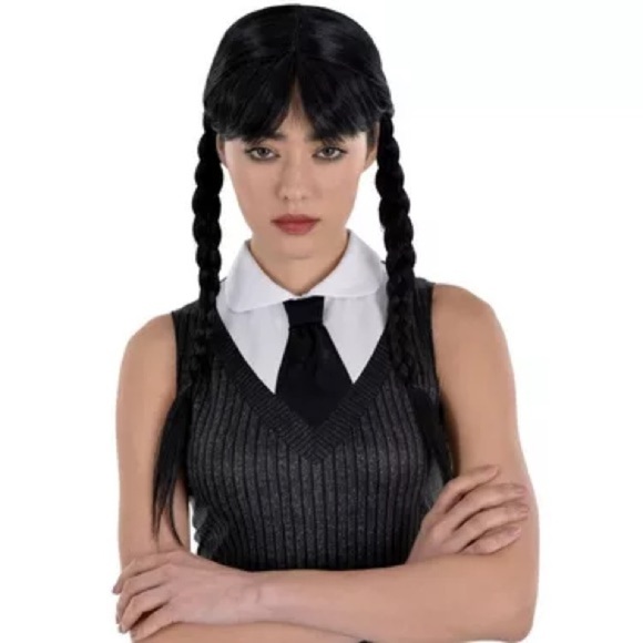 Wednesday Addams Costume Wig Wednesday Netflix TV Series Halloween New in Box - Picture 2 of 6